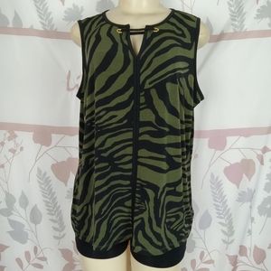 Liz Claiborne Career Grommet tank Green multi size Large